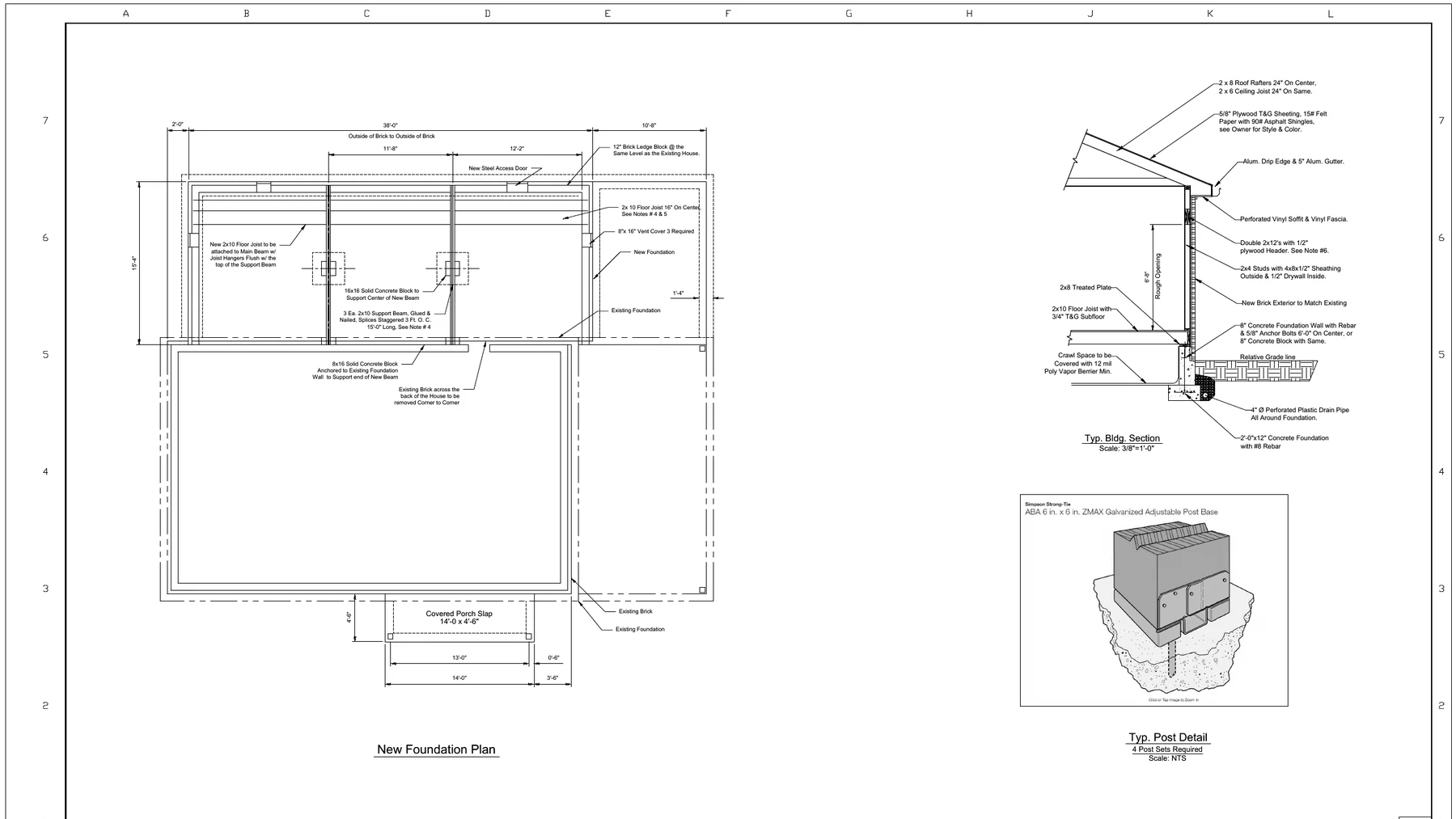 Foundation plan drawing for House Plan 60