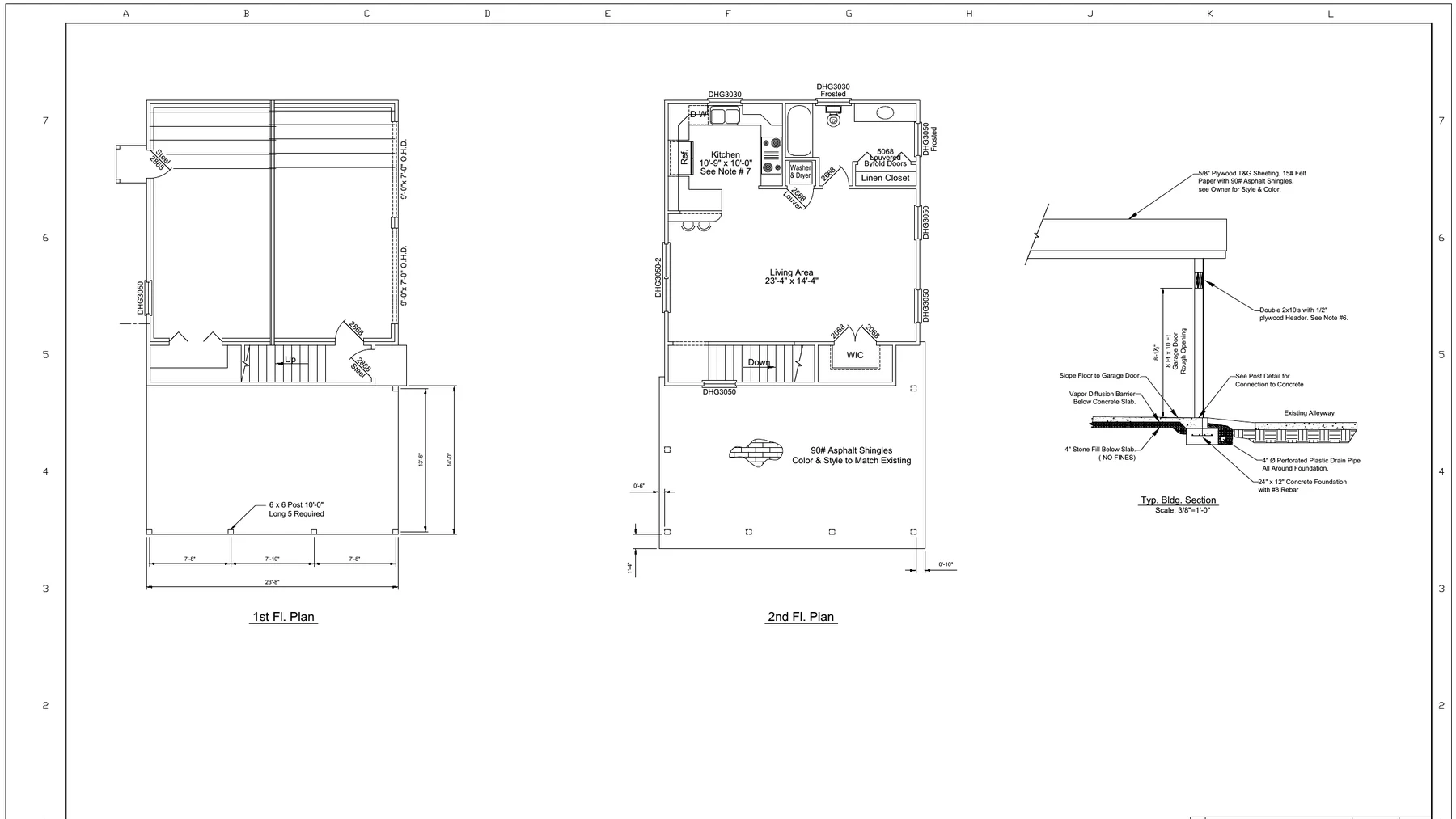 First-floor plan drawing for House Plan 63